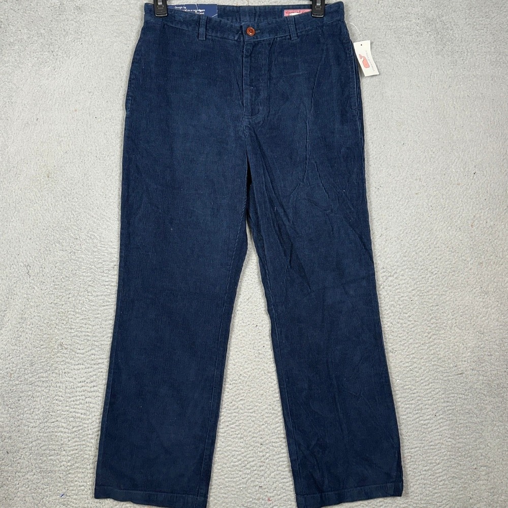 NEW Vineyard Vines Pants Mens 32X30 Navy Blue Club Pant Corduroy Straight Leg